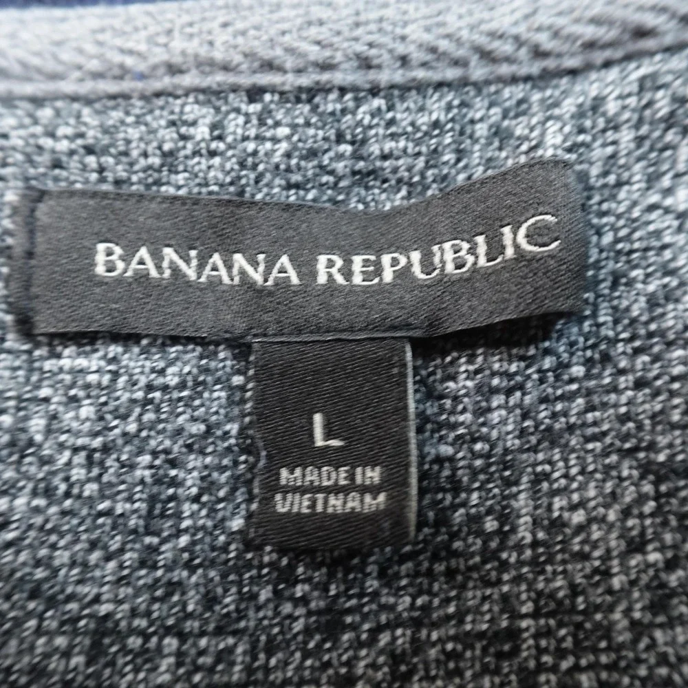 Banana Republic Sweater Mens L‎ Blue Waffle Knit Thermal Pullover Crewneck Flex
